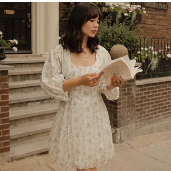 H&M x Brock Collection Lyocell Blend Floral Balloon Puff Sleeve Mini Dress XXL - Picture 3 of 15